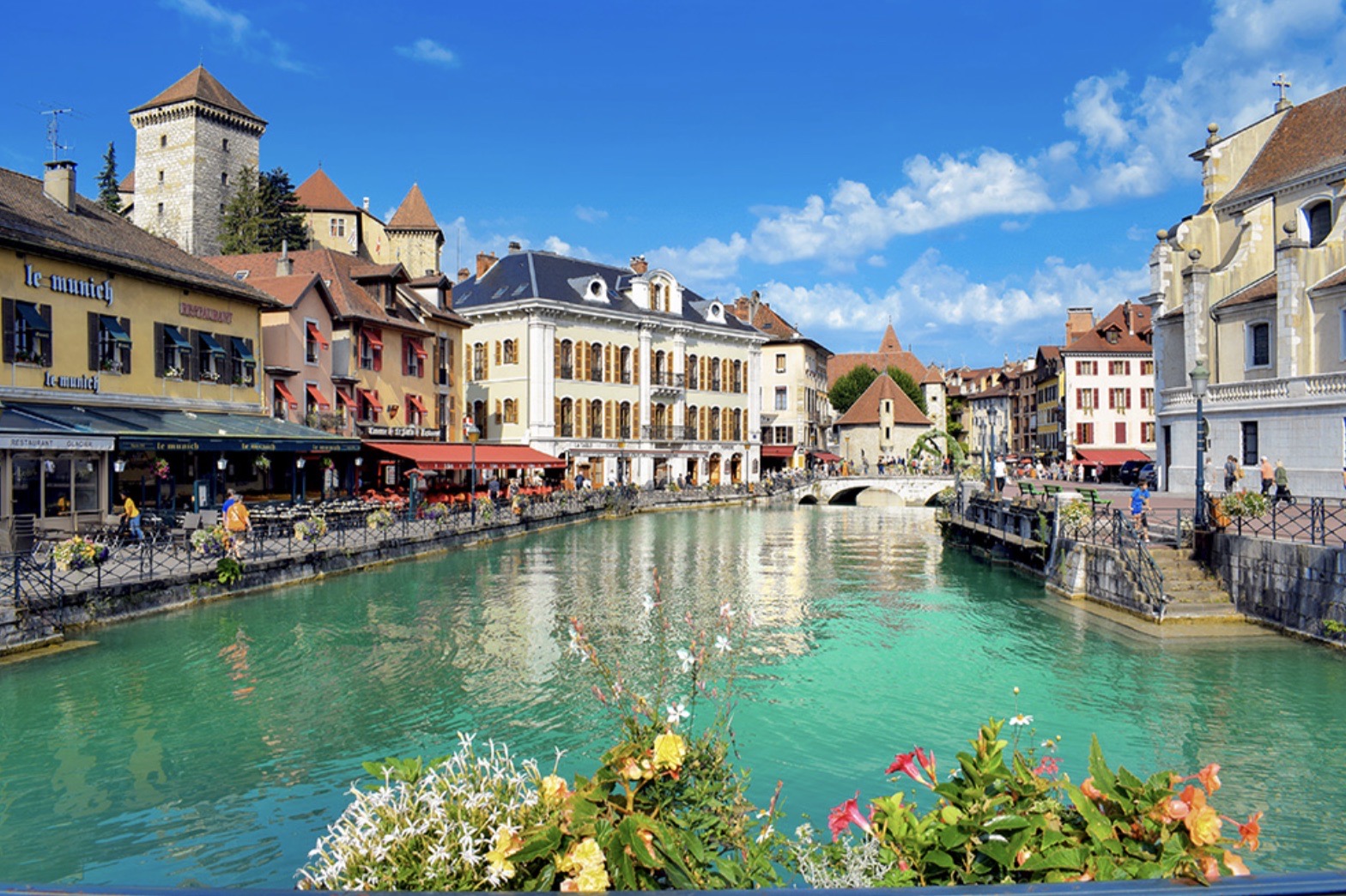 A canal running through the old town of Annecy